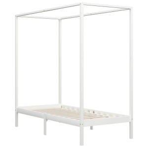 Cadru pat cu baldachin, alb, 100 x 200 cm, lemn masiv de pin - Img 2