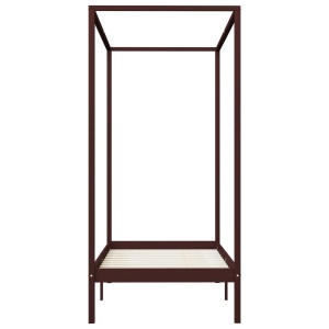 Cadru pat cu baldachin maro inchis 100x200 cm lemn masiv pin - Img 4