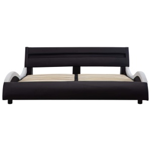 Cadru pat cu LED, negru și alb, 180 x 200 cm, piele ecologică - Img 6