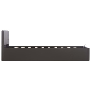 Cadru pat hidraulic cu ladă gri 90x200 cm, piele ecologică - Img 8