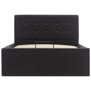 Cadru pat hidraulic cu ladă negru 90 x 200 cm piele ecologică - Img 4