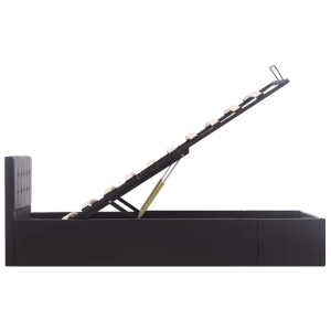 Cadru pat hidraulic cu ladă negru 90 x 200 cm piele ecologică - Img 5