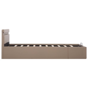 Cadru pat hidraulic cu LED cappuccino 120x200cm piele ecologică - Img 5