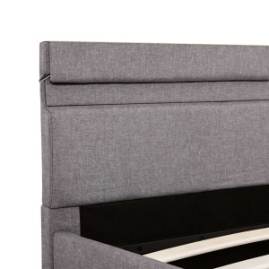 Cadru pat hidraulic depozitare LED gri taupe 120x200 cm textil - Img 11