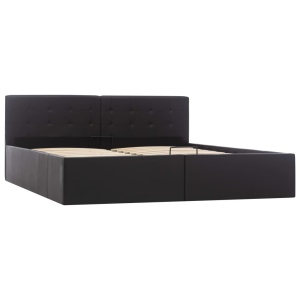 Cadru pat hidraulic, depozitare, negru 160 x 200 cm, piele eco - Img 2