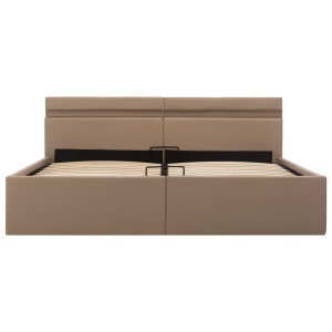 Cadru pat hidraulic LED cappuccino 160 x 200 cm piele ecologică - Img 8