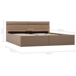 Cadru pat hidraulic LED cappuccino 160 x 200 cm piele ecologică - Img 11