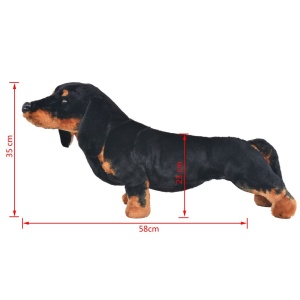 Câine din pluș de jucărie dachshund, negru, XXL - Img 4