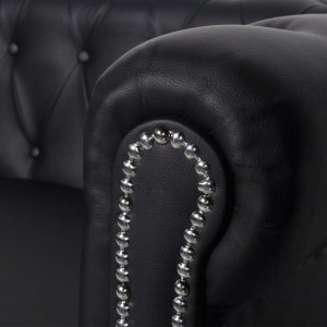 Canapea Chesterfield cu 2 locuri, piele artificială, negru - Img 2