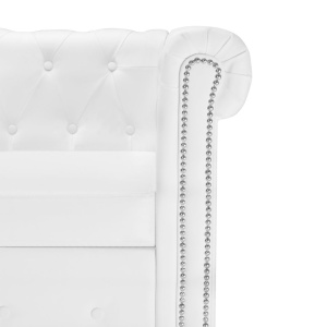 Canapea Chesterfield in formă de L, piele artificială, alb - Img 7