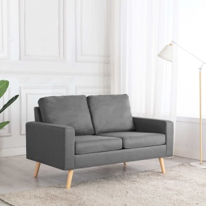 Canapea cu 2 locuri, gri deschis, material textil