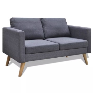 Canapea cu 2 locuri, material textil, gri inchis
