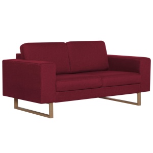 Canapea cu 2 locuri, roșu vin, material textil - Img 2