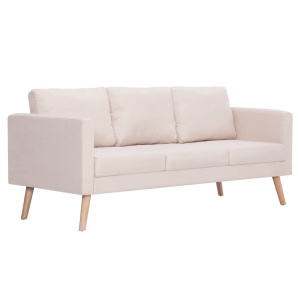 Canapea cu 3 locuri, crem, material textil - Img 2