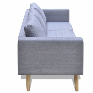 Canapea cu 3 locuri, material textil, gri deschis - Img 3
