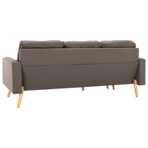 Canapea cu 3 locuri și taburet, gri taupe, material textil - Img 7
