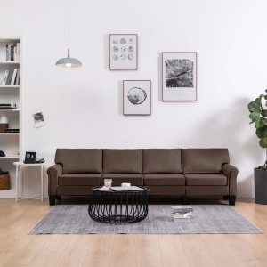 Canapea cu 4 locuri, maro, material textil