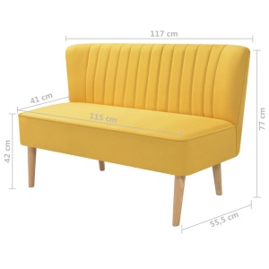 Canapea cu material textil, 117 x 55,5 x 77 cm, galben - Img 4