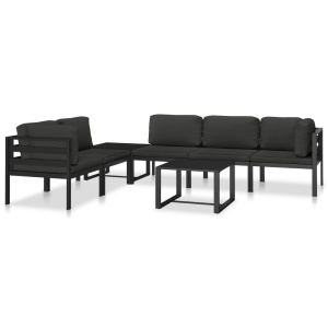 Canapea de 1 persoană cu perne, antracit, aluminiu - Img 12