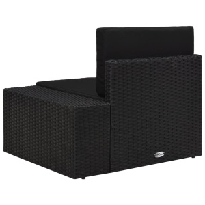 Canapea de colț modulară cu cotieră stânga, negru, poliratan - Img 4