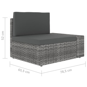 Canapea modulară cu 2 locuri, gri, poliratan - Img 11