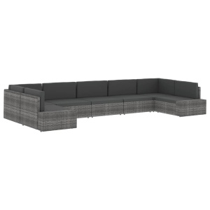 Canapea modulară cu 2 locuri, negru, poliratan - Img 11