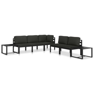 Canapea modulară de mijloc cu perne, antracit, aluminiu - Img 11