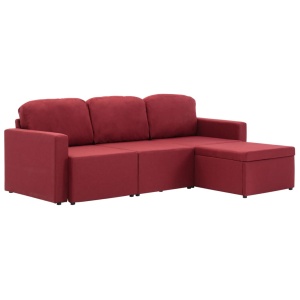 Canapea modulară extensibilă cu 3 locuri, roșu vin, textil - Img 2
