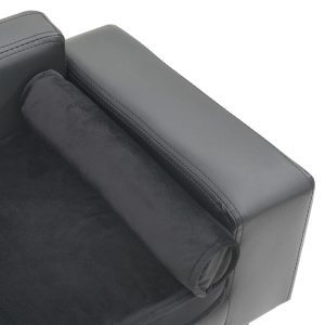Canapea pentru câini, gri, 81x43x31 cm, pluș & piele ecologică - Img 5