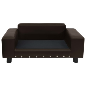 Canapea pentru câini, maro, 81x43x31cm, pluș & piele ecologică - Img 4