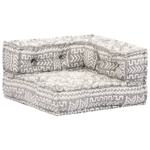 Canapea puf modulară cu 2 locuri, gri deschis, material textil - Img 8