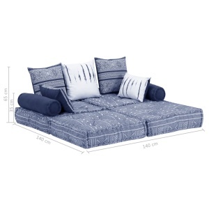 Canapea puf modulară cu 2 locuri, indigo, material textil - Img 11
