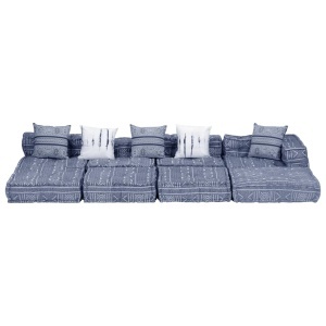 Canapea puf modulară cu 4 locuri, indigo, material textil - Img 7