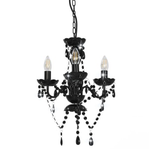 Candelabru cu mărgele, negru, rotund, 3 becuri E14 - Img 2