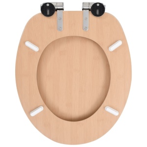 Capace WC cu inchidere silențioasă, 2 buc., MDF, design bambus - Img 5