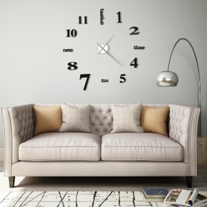 Ceas de perete 3D, negru, 100 cm, XXL, design modern - Img 2