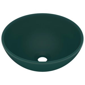 Chiuvetă baie lux verde inchis mat 32,5x14 cm ceramică rotund - Img 2