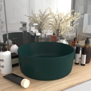 Chiuvetă baie lux verde inchis mat 40x15 cm ceramică rotund