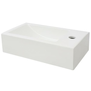 Chiuvetă ceramică dreptunghiulară cu preaplin 46x25,5x12 cm alb - Img 3