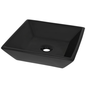 Chiuvetă ceramică pătrată, Negru, 41,5x41,5x12 cm - Img 2