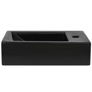 Chiuvetă cu orificiu robinet, negru, 46x25,5x12, ceramică - Img 6