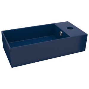 Chiuvetă de baie cu preaplin, albastru inchis, ceramică - Img 2