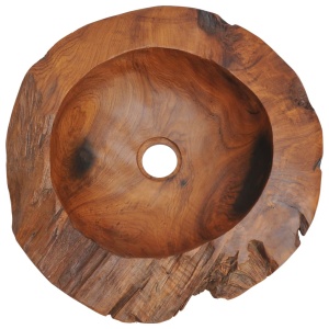 Chiuvetă de baie din lemn masiv de tec, 45 cm - Img 6