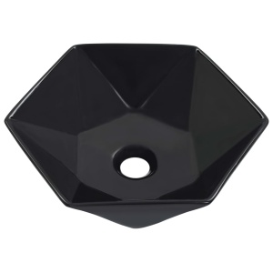 Chiuvetă de baie, negru, 41 x 36,5 x 12 cm, ceramică - Img 2