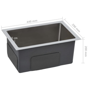 Chiuvetă de bucătărie lucrată manual cu sită, oțel inoxidabil - Img 6