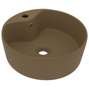 Chiuvetă de lux cu preaplin, crem mat, 36 x 13 cm, ceramică - Img 2