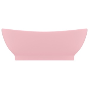 Chiuvetă lux cu preaplin, roz mat, 58,5x39 cm ceramică, oval - Img 3