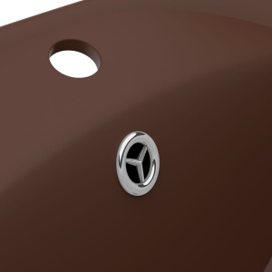 Chiuvetă lux, preaplin maro inchis mat 58,5x39 cm ceramică oval - Img 5