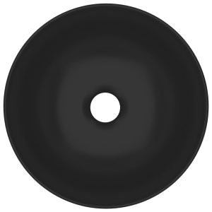 Chiuvetă pentru baie, negru mat, ceramică, rotund - Img 4