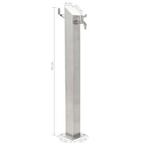 Coloană de apă pentru grădină, 95 cm, oțel inoxidabil, pătrat - Img 7